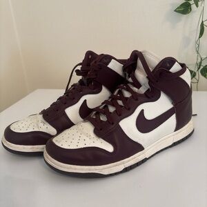 Nike Women’s High-Top Sneakers in White and Dark Burgundy